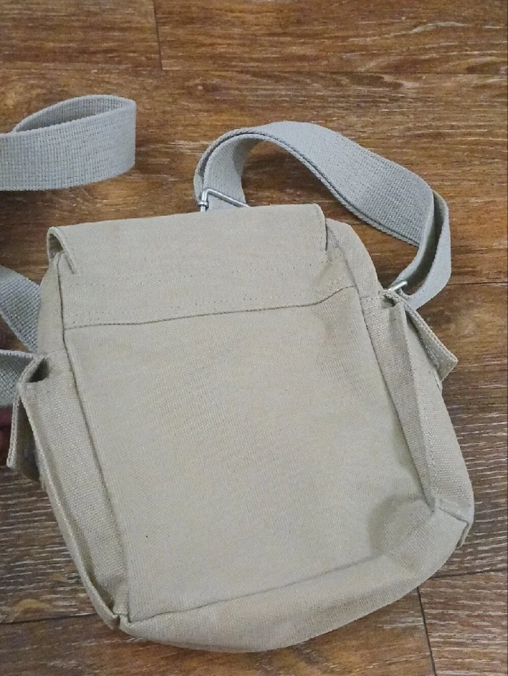 Men's Beige Canvas Crossbody Bag - Compact Everyday Shoulder Bag